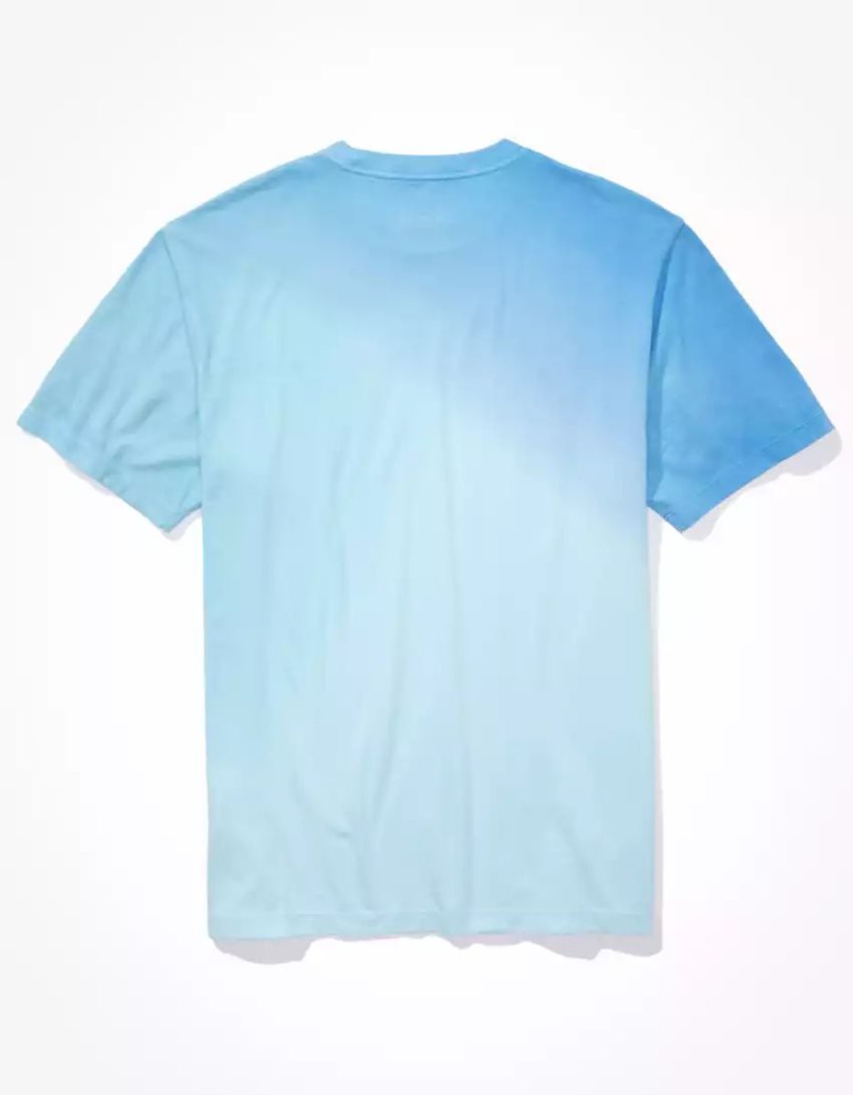 T Shirts American Eagle AE Super Soft Dip-Dye Bleu Homme | GZH-82930875